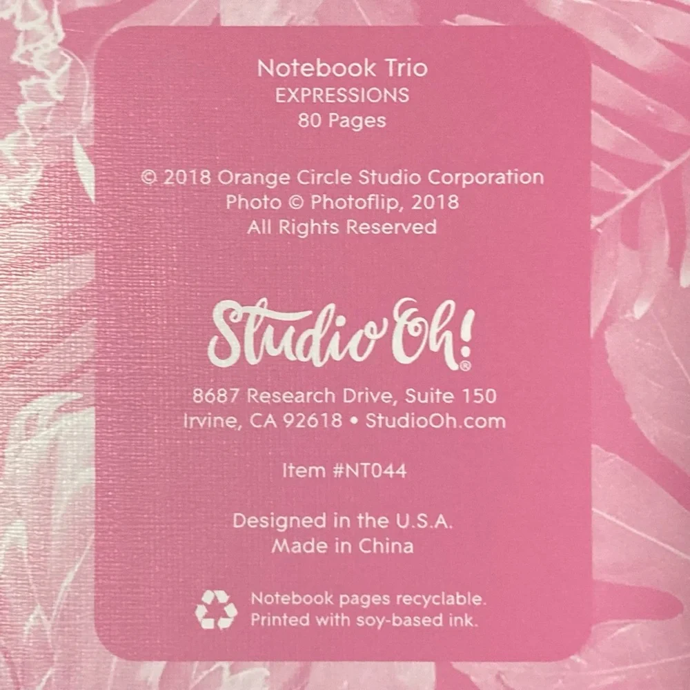 ⭐️ Studio Oh! Tropical Leaf Patterned Savage Notebook 80 Lined Pages